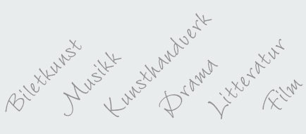 Biletkunst, musikk, kunsthandverk, drama, litteratur, film